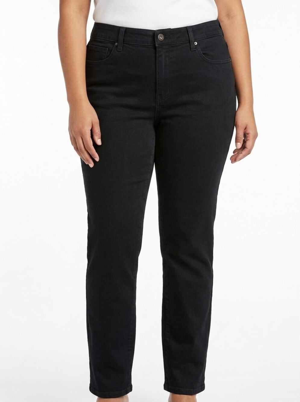 L.L.Bean Classic Fit Black Straight Leg Denim Stretch Jeans Women Size 18